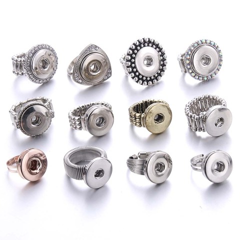 Nuevo anillo de joyería ajustable Flexible de 18mm con botón a presión de Metal para mujer ► Foto 1/6