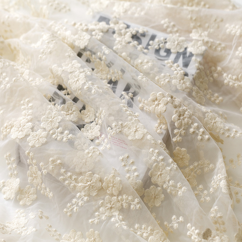 Tela de encaje bordada de algodón de buena calidad, Material de tela suave para vestido, 1 metro/lote ► Foto 1/6