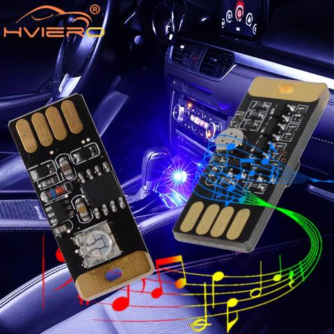 Coche USB LED música que reproduce luz regulable Atmospher Lámpara decorativa iluminación de emergencia portátil Plug and Play RGB voz activada ► Foto 1/6