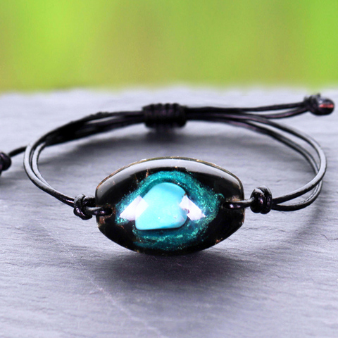 Brazalete de orgonita para mujer, turquesas naturales de energía, colgante de pulsera, joyería curativa, pulsera de meditación de Reiki obsidiana ► Foto 1/6