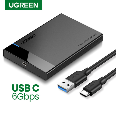 Ugreen-Adaptador de disco duro externo para SSD, caja de disco duro externo SATA a USB 2,5 de 3,0 Funda de disco duro, tipo C 3,1, carcasa HD para HDD ► Foto 1/6
