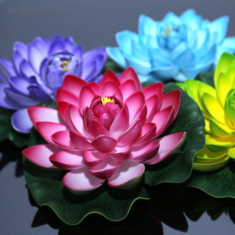 Flores artificiales de lirio de loto para piscina de agua, estanque flotante, decoración de boda, jardín, 17CM, B12 ► Foto 1/6