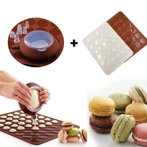 Nueva silicona Macaron olla hoja Mat boquillas chocolate molde de hornear horno DIY decorativo pastel Muffin molde de repostería para hornear herramientas ► Foto 1/5