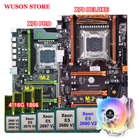 HUANANZHI X79-placa base de marca DIY, conjunto de placas base con procesador Xeon 2690 V2, Enfriador de CPU RAM 64G(4*16G) 1866 REG ECC ► Foto 1/6