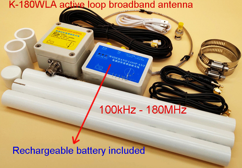 Antena receptora de banda ancha K180WLA, versión mejorada, 0,1 MHz-180MHz, 20dB, SDR, radio FM, bucle pequeño, HF ► Foto 1/6