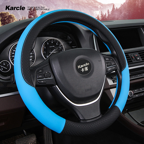 Karcle-Protector de cuero PU para volante de coche, Protector Universal antideslizante de 15 pulgadas, accesorios para volante de coche ► Foto 1/6