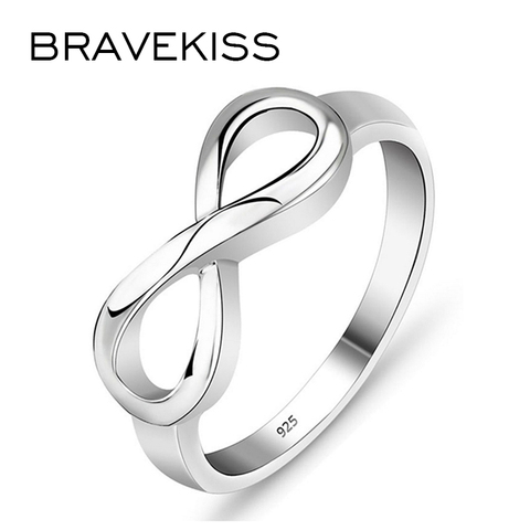 BRAVEKISS-Anillos Chapado en plata de primera ley para mujer, sortija, plata esterlina 2022, estilo romántico, infinito, amor, regalo de San Valentín, PR0211 ► Foto 1/5