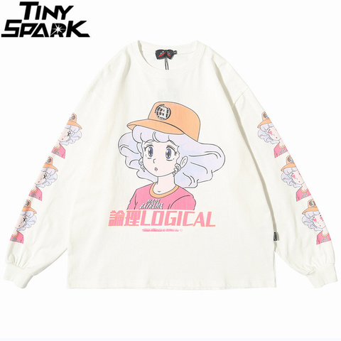 Camiseta de Hip-Hop para hombre, ropa de calle con estampado de dibujos animados para chica, camiseta Harajuku, camiseta de gran tamaño de Hip-Hop, camisetas de algodón de manga larga de Anime 2022 ► Foto 1/6