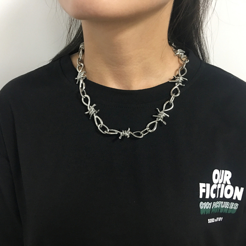 Collar con piedras de alambre estilo Hip-hop Punk para mujer, alambre de púas, cadena de eslabones, Gargantilla, Collares de Moda 2022 ► Foto 1/6