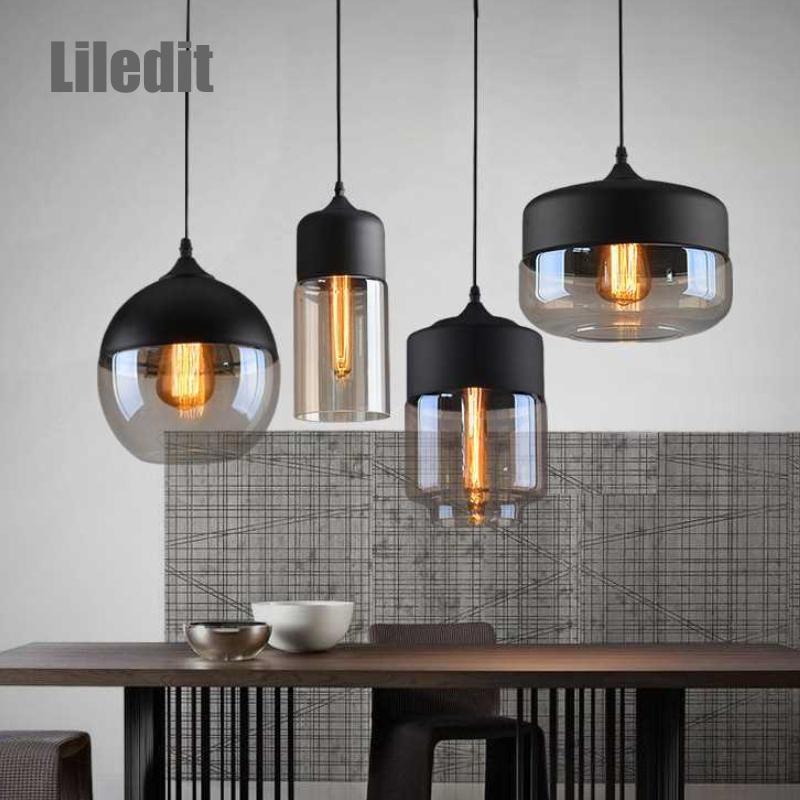 Moderno interior LED decoración de vidrio luz colgante baño cocina arte lámpara colgante nórdica de comedor, lámparas de habitación de vidrio negro de lámpara ► Foto 1/6