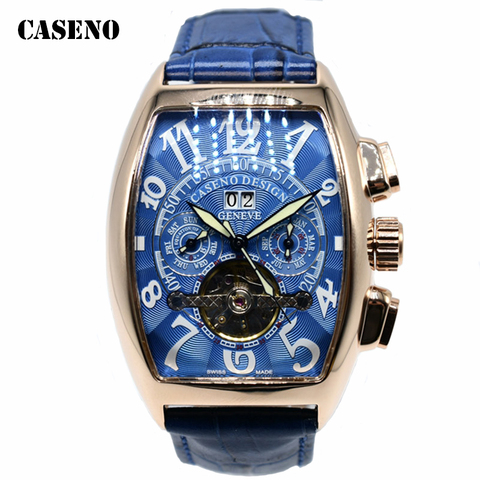 Reloj mecánico automático para hombre, pulsera de cuero con esqueleto a la moda, Tourbillon de lujo, clásico, masculino ► Foto 1/6