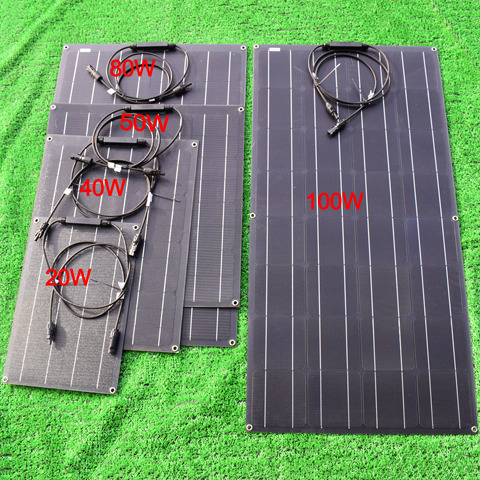 Panel Solar ETFE película 20W 40W 50W 80W 100W Panel Solar fotovoltaico (termoestable) 18V para 12V 12V cargador de batería solar mono ► Foto 1/6