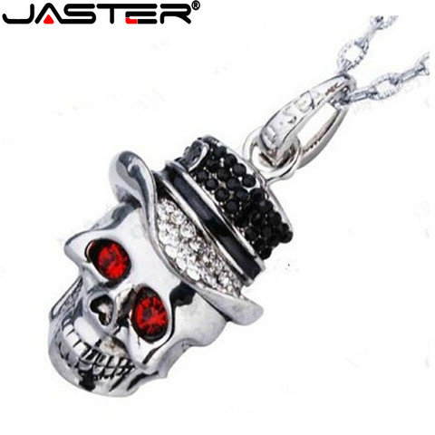 JASTER-unidad flash usb con cabeza de Calavera de Cristal real, 4G, 8G, 16G, 32G, 64G, tarjeta de memoria USB 2,0, envío gratis ► Foto 1/2