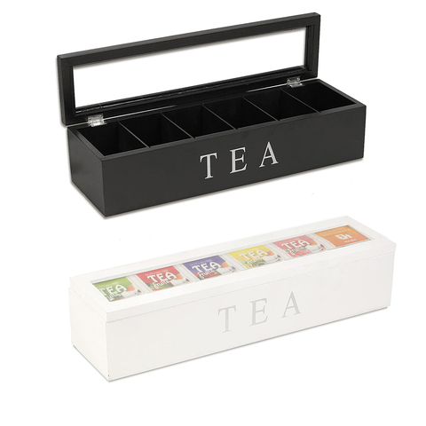 Caja de té de bambú con 4-9 compartimentos, bolsa de té y café, soporte de almacenamiento, organizador para armarios de cocina, soportes de joyería para el hogar ► Foto 1/6