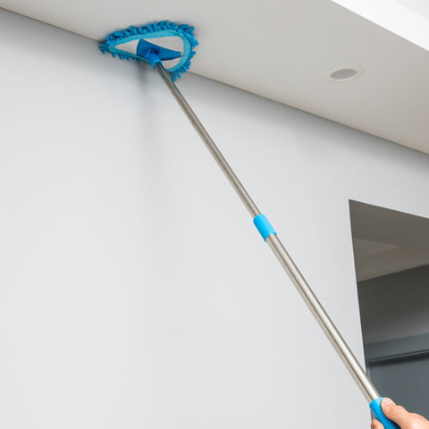 Fregona de felpilla retráctil, barrido de polvo de pared y azulejos de techo, limpieza portátil para el hogar, ventana de vidrio, hisopo largo hasta el suelo ► Foto 1/6