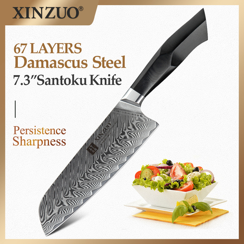 XINZUO-cuchillo Santoku de acero de Damasco de 7,3 pulgadas, cuchillos de cocina profesionales de acero inoxidable, el mejor Chef japonés con mango G10 ► Foto 1/1