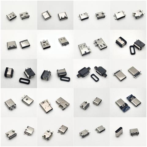 Conector Usb tipo c 3,1, conector macho y hembra, PCB, 6P, 9P, 14P, 16P, bandera Offset, SMT, inmersión Vertical, bricolaje ► Foto 1/6