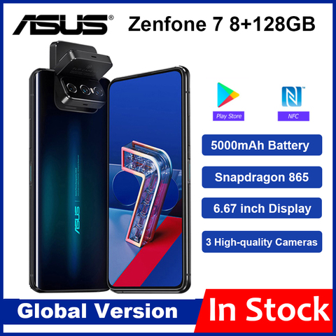 Versión Global ASUS Zenfone 7 8GB RAM 128G ROM 5G Smartphone Snapdragon 865 de 5000mAh NFC Android Q 90Hz pantalla del teléfono móvil ► Foto 1/6