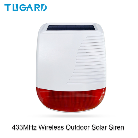 Tugard 433MHz inalámbrico al aire libre Solar sirena luz Flash luz estroboscópica sirena de alarma a prueba de agua para la casa antirrobo de seguridad sistema de alarma WiFi ► Foto 1/6