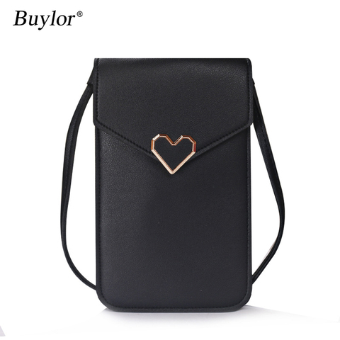 Buylor-Bolso de hombro para teléfono móvil con pantalla táctil para mujer, cartera RFID, bandolera de cuero PU de hasta 6,7