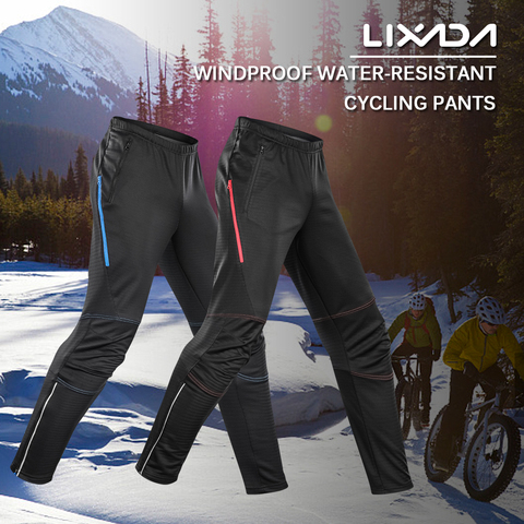 Lixada-pantalones de ciclismo impermeables para hombre y mujer, de lana cálida, a prueba de viento, para deportes de equitación térmica, pantalones para ciclismo de montaña ► Foto 1/6