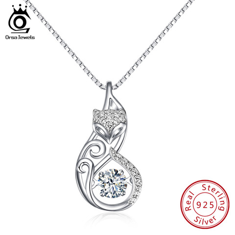 ORSA JEWELS lindo 925 zorro de plata Pedant collares insertar 1ct móvil encanto Zirconia cúbica de plata esterlina collar de joyas SN53 ► Foto 1/6