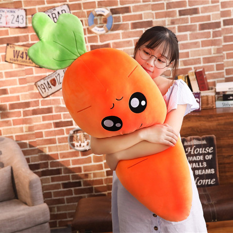 Dibujo de planta de peluche de zanahoria sonriente para niños, 45-110cm, simulación de verdura, almohada con forma de zanahoria ► Foto 1/6