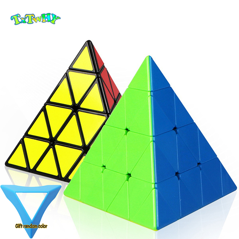 Cubo mágico de cuatro escalones en forma de pirámide para niños, juguete para regalo educativo, rompecabezas, Color sólido, 4 en 4x4x4 ► Foto 1/6