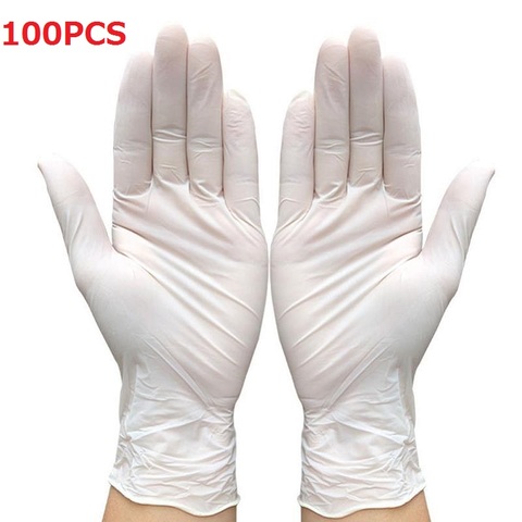 Guantes de látex blancos 100/50/30/20 piezas, guantes de látex de goma antideslizantes desechables para hornear, guantes de limpieza para el hogar, Universal y caliente ► Foto 1/6