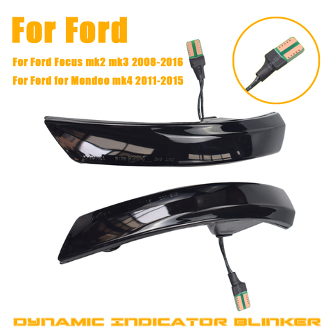 Luz LED intermitente para espejo lateral de coche, intermitente dinámico para Ford Focus 2 MK2 Focus 3 MK3 3,5 Mondeo MK4, EU ► Foto 1/6