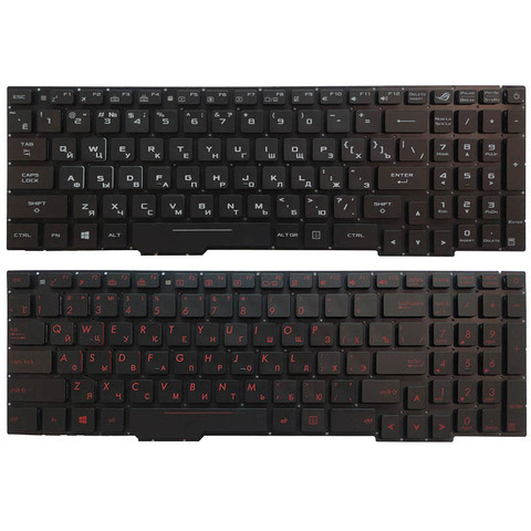 Teclado ruso para portátil ASUS GL753, GL753V, GL753VE, GL753VD, retroiluminado, rojo/blanco ► Foto 1/6
