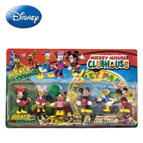 6 unids/set Disney Mickey Minnie juguetes de modelos de muñecas dibujo animado de Donald Duck pastel decoración de la figura de acción de los niños regalos de cumpleaños ► Foto 1/6