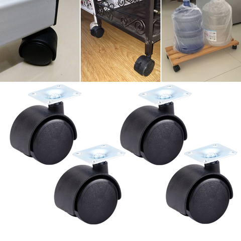 Myhomera-ruedas giratorias de 48mm y 40mm, rueda para mesa, muebles, sin freno, carrito de repuesto, color negro, 4 Uds. ► Foto 1/6