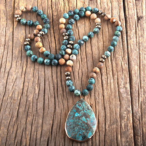 RH-Colgante precioso con piedras naturales para mujer, joyería Bohemia, collar, regalo ► Foto 1/6