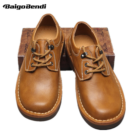 US6-10 de encaje clásico de cuero para hombre, zapatos informales de punta redonda grande, cómodos, Oxford, zapatos para todas las temporadas ► Foto 1/6