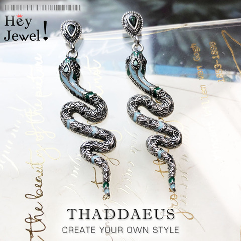 Pendientes colgantes serpiente azul, estilo europeo hecho a mano buena moda joyería Bohemia regalo para mujer, 2022 regalo plata de ley 925 ► Foto 1/6