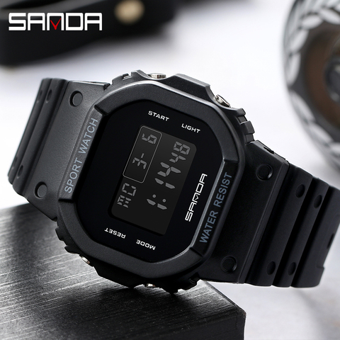 SANDA-Reloj digital para adulto y niño, pulsera electrónica de hora resistente al agua y a los golpes con diseño deportivo y estilo G, accesorio perfecto para hombres, mujeres, niños y niñas ► Foto 1/6