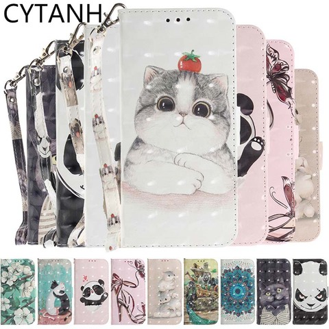 Funda de cuero con diseño de Animal 3D para móvil, carcasa con tapa de gato y flores para Xiaomi Redmi Note 6, 7, 8, 8T, 9S, 9 Pro Max, 10, 6A, 7A, 8A, 10X, S2, 4G, 5G ► Foto 1/6