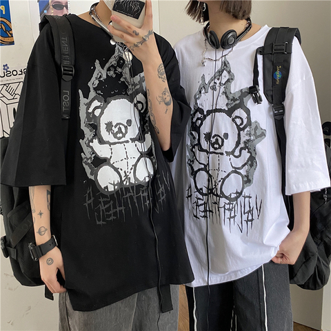 Mujeres camiseta, Y2K Harajuku camiseta de Anime gráfico de estampado de dibujos animados de manga corta talla grande Vintage Dropshipping. Exclusivo. Negro ropa coreana ► Foto 1/6