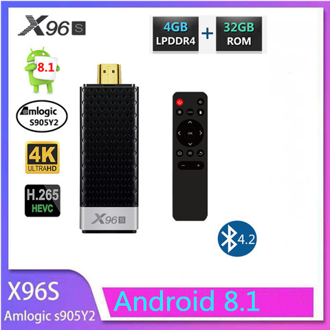 X96S Mini PC Android 8,1 TV Box Amlogic S905Y2 DDR4 4GB RAM 32GB ROM TV Stick 5G WiFi BT 4,2 4K HD set de reproductor multimedia superior ► Foto 1/6