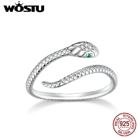 WOSTU-Anillo de plata de primera ley con forma de serpiente para mujer, sortija abierta, plata esterlina 925, estilo moderno, CQR666 ► Foto 1/6