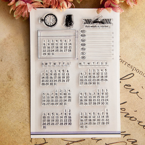 Sellos transparentes claros con patrón de calendario perpetuo, sellos de silicona para Santa Claus DIY, álbumes de recortes, hacer tarjetas de navidad ► Foto 1/6