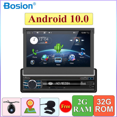 Reproductor multimedia Android 10 para coche, dispositivo de automóvil con pantalla de 1 DIN, DVD, radio, navegación GPS, grabadora y WIFi ► Foto 1/6