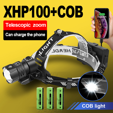 Linterna de cabeza XHP100 de 500000 LM, luz Led potente 18650 XHP90.2, recargable por USB, linterna de cabeza con Zoom XHP70 ► Foto 1/6
