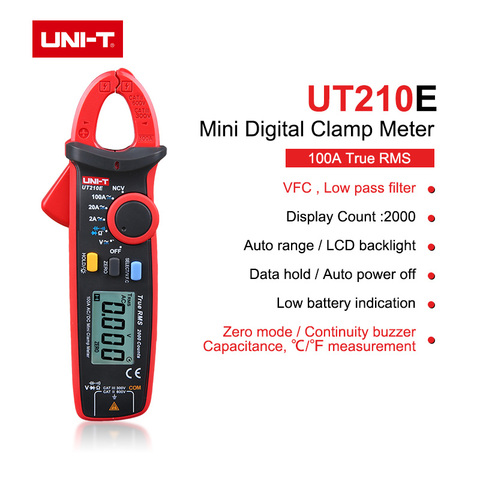 Unidad Mini Medidores de pinza digitales UT210E, valores eficaces verdaderos, voltaje de corriente CA/CC, rango automático, capacitancia VFC, multímetro sin contacto, UT210D/A ► Foto 1/6