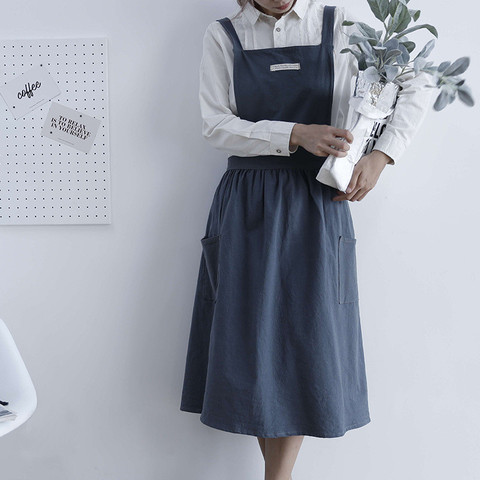 Delantal de cocina de Color puro para hombre y mujer, Falda plisada para Chef, Hotel, camarero, cafetería, tienda, Delantal para peluquero Delantal Tablie ► Foto 1/5