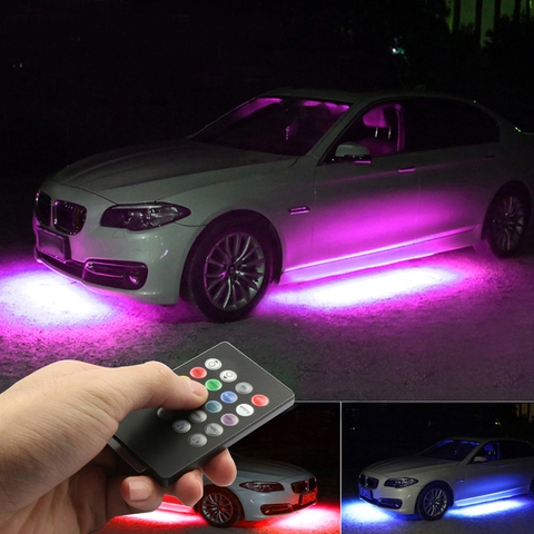 Tira Flexible de luces LED que se ilumina debajo del coche, decoración de fondo decorativa RGB, música, lámpara de ambiente, luz de chasis de 12V ► Foto 1/6
