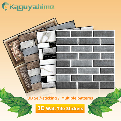 Kaguyahime-pegatinas de pared autoadhesivas 3D, papel tapiz impermeable con patrón de piedra, Panel de pared para decoración del hogar, papel de pared para sala de estar ► Foto 1/6