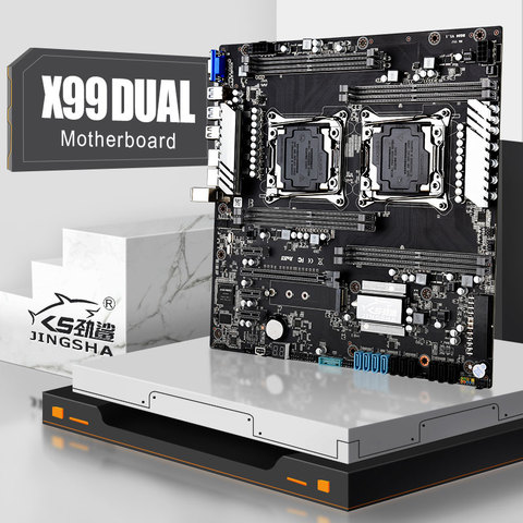 JINGSHA X99 placa base de doble CPU LGA 2011-3 placa base USB3.0,10 * SATA3.0, NVMe M.2 soporte XEON E5 V4 Series CPU y DDR4 RAM ► Foto 1/6