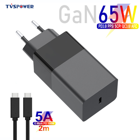 Cargador de USB-C de 65W GaN PD3.0, adaptador de carga rápida para MacBook/ASUS/HP/HUAWEI, portátiles, iPad Pro/iPhone Galaxy ► Foto 1/6